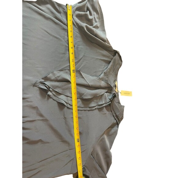 Agnes Orida 4x Blue Ruffled V-neck Long Sleeve Top NWT Office Work Wear - Picture 7 of 10